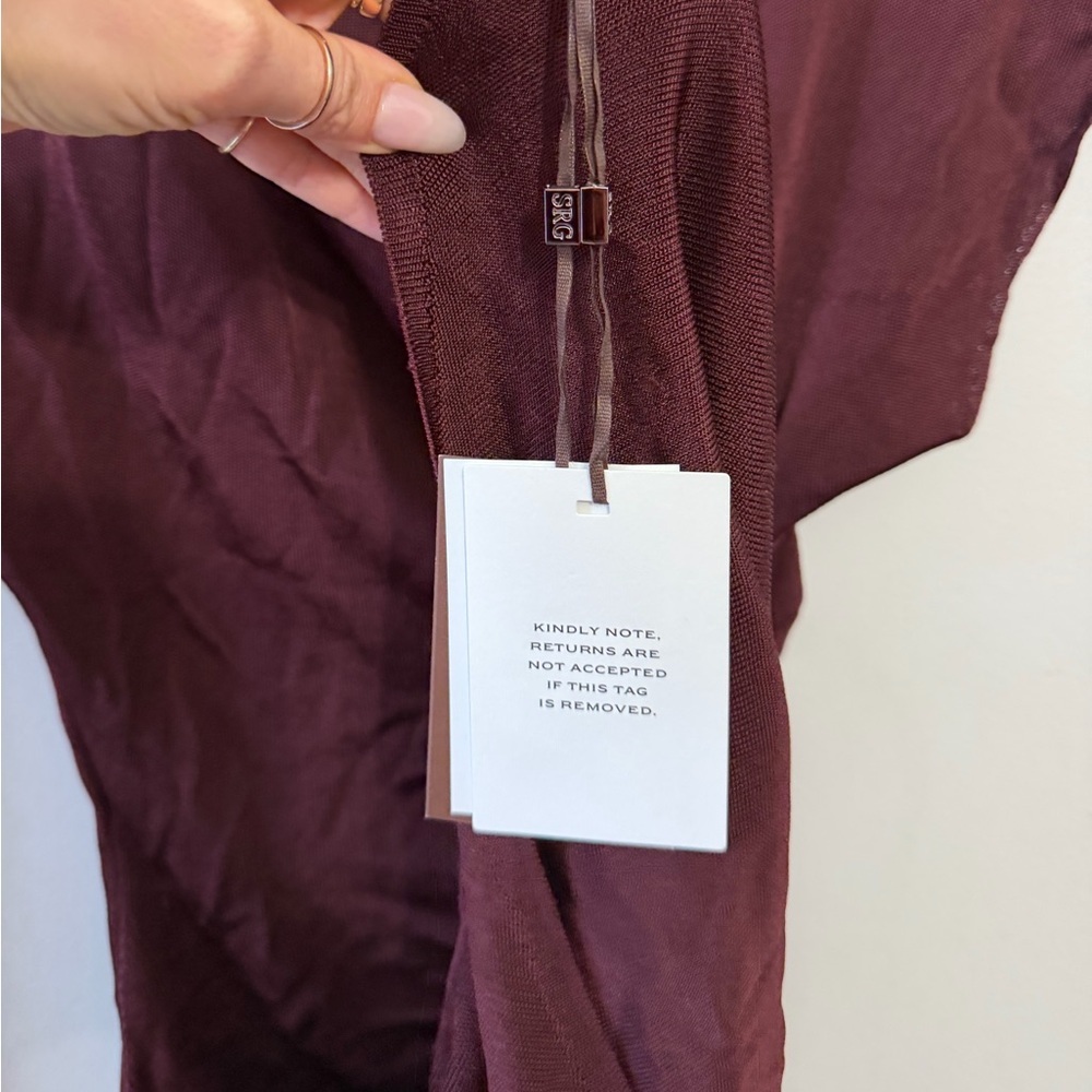 SRG Mehek Asymmetric Knit Dress in Oxblood - Picture 9 of 11